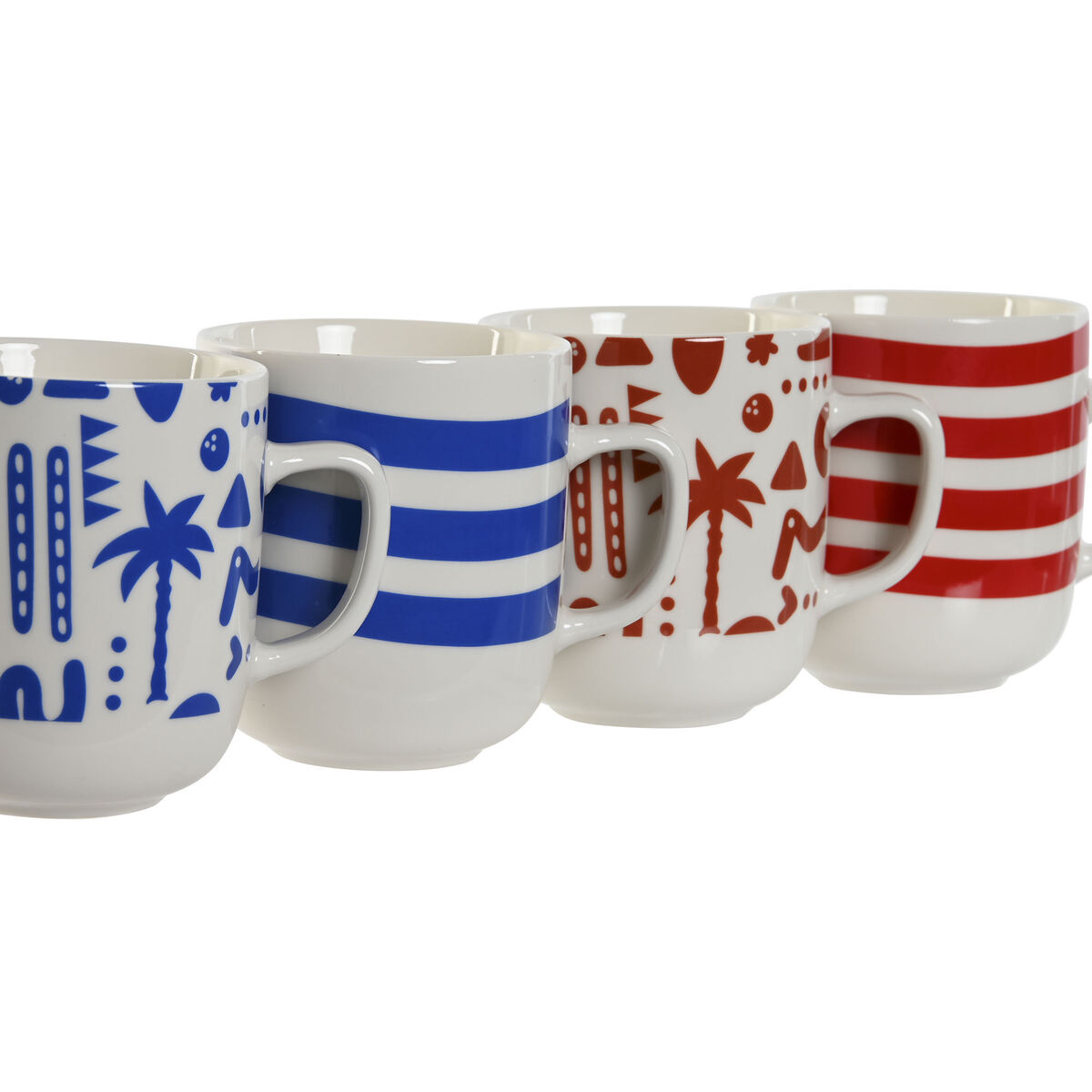 Mugg Home ESPRIT Blå Röd Porslin Boho 380 ml (4 antal)